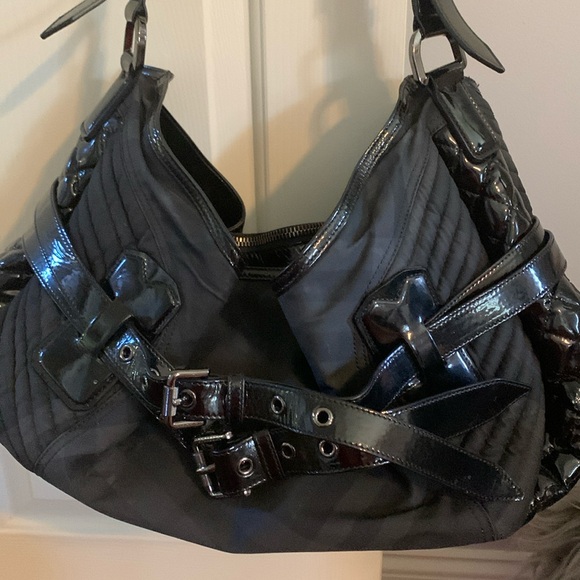 Burberry dark charcoal/ black Biker Beat Medium Hobo bag. Gorgeous. - Picture 1 of 10